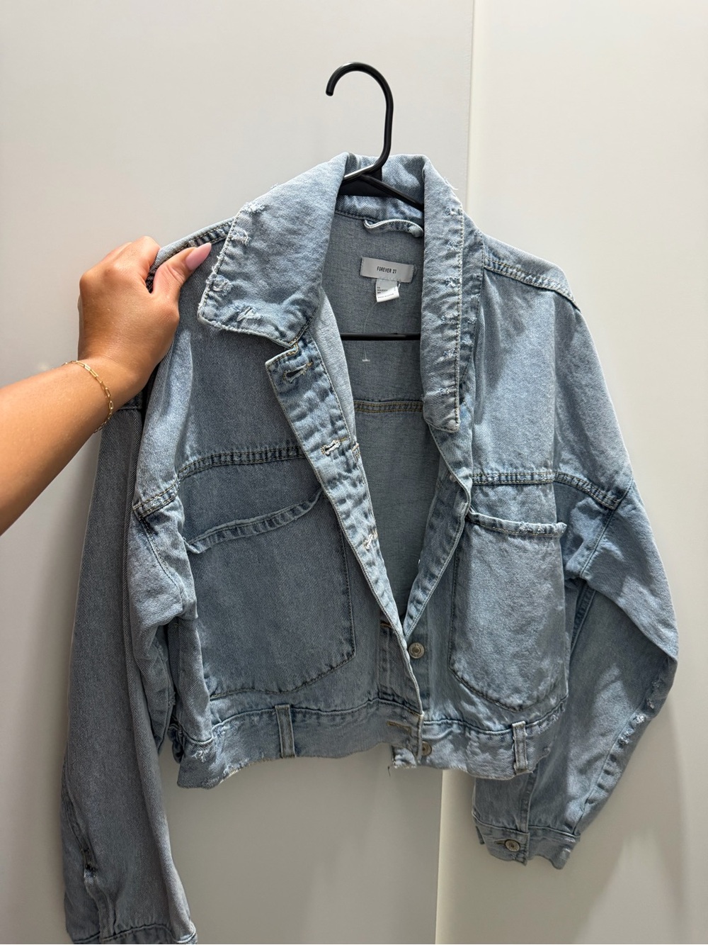 Forever 21 Light Blue Cropped Denim Jacket